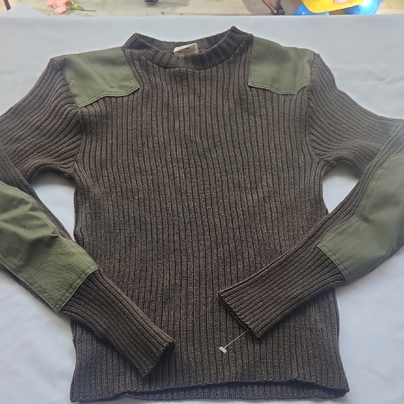 Sweater Service Wool Other - Men's Wool Olive and Green Ribbed Sweater